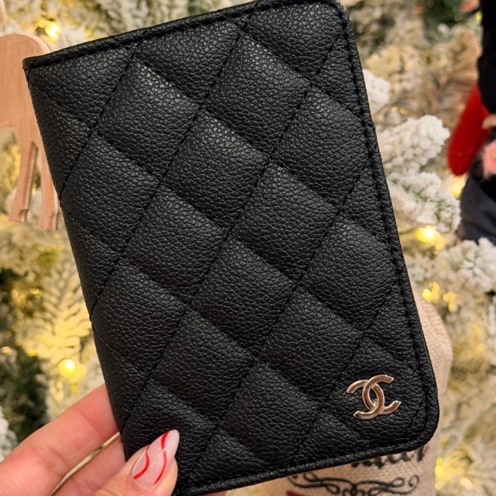 Chanel Passport Holder Black and Silver
